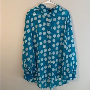 Turquoise and white polka dot blouse lane Bryant